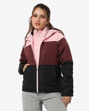 colour-block puffer jacket