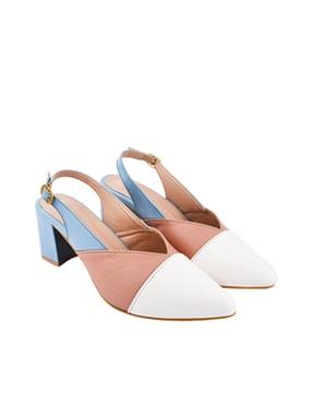 colour-block pumps with ankle straps