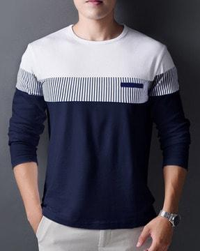 colour-block regular fit crew- neck t-shirt