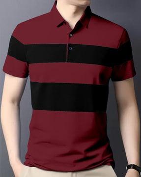 colour-block regular fit polo t-shirt