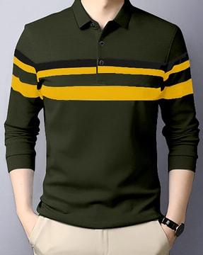 colour-block regular fit polo t-shirt