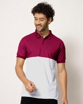 colour-block regular fit polo t-shirt