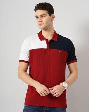 colour-block regular fit polo t-shirt