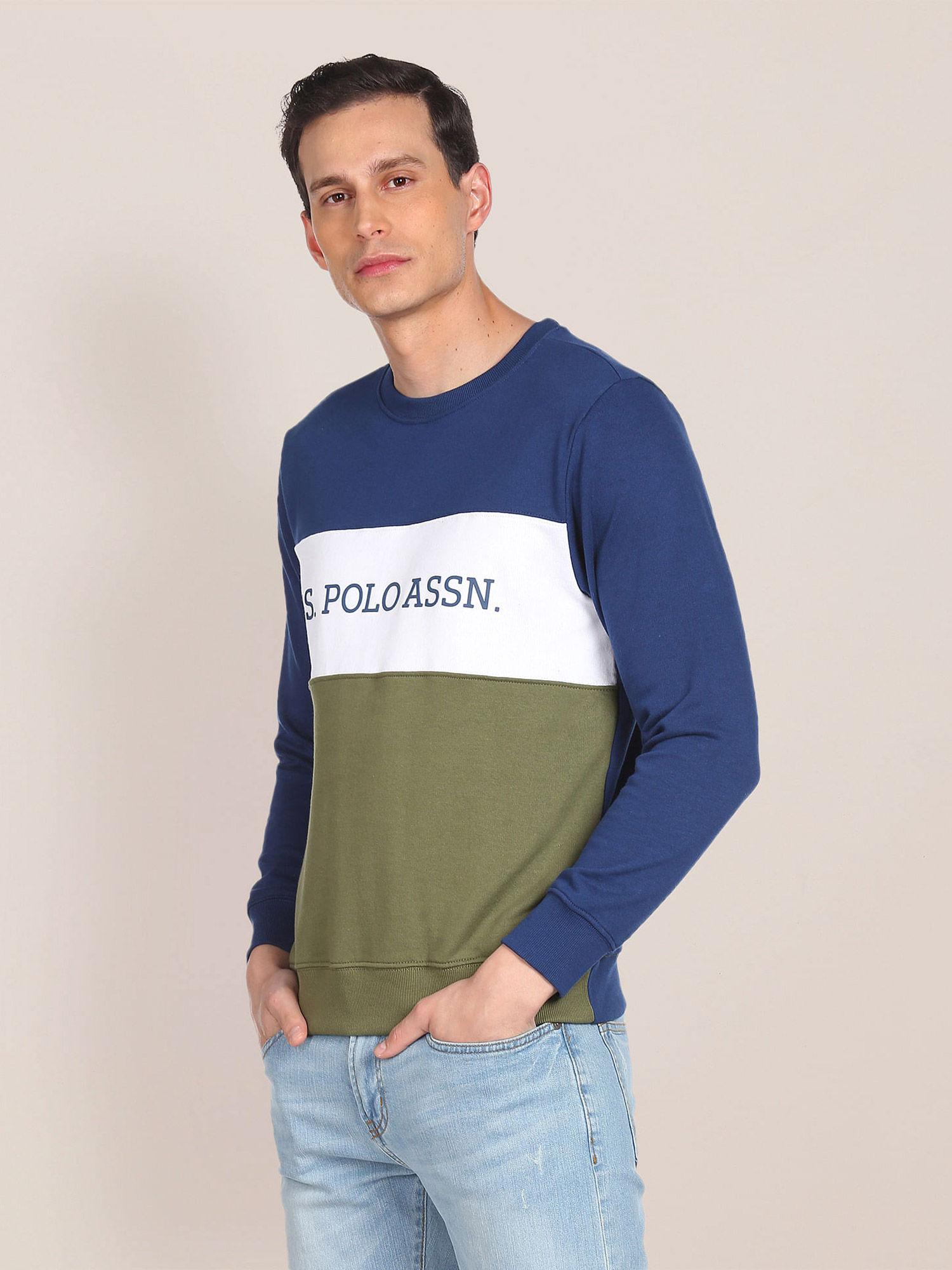 colour block round neck sweatshirt