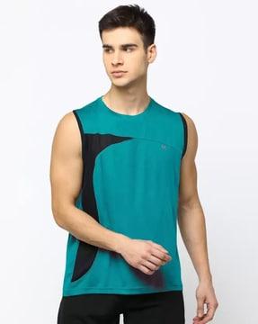 colour-block round-neck vest