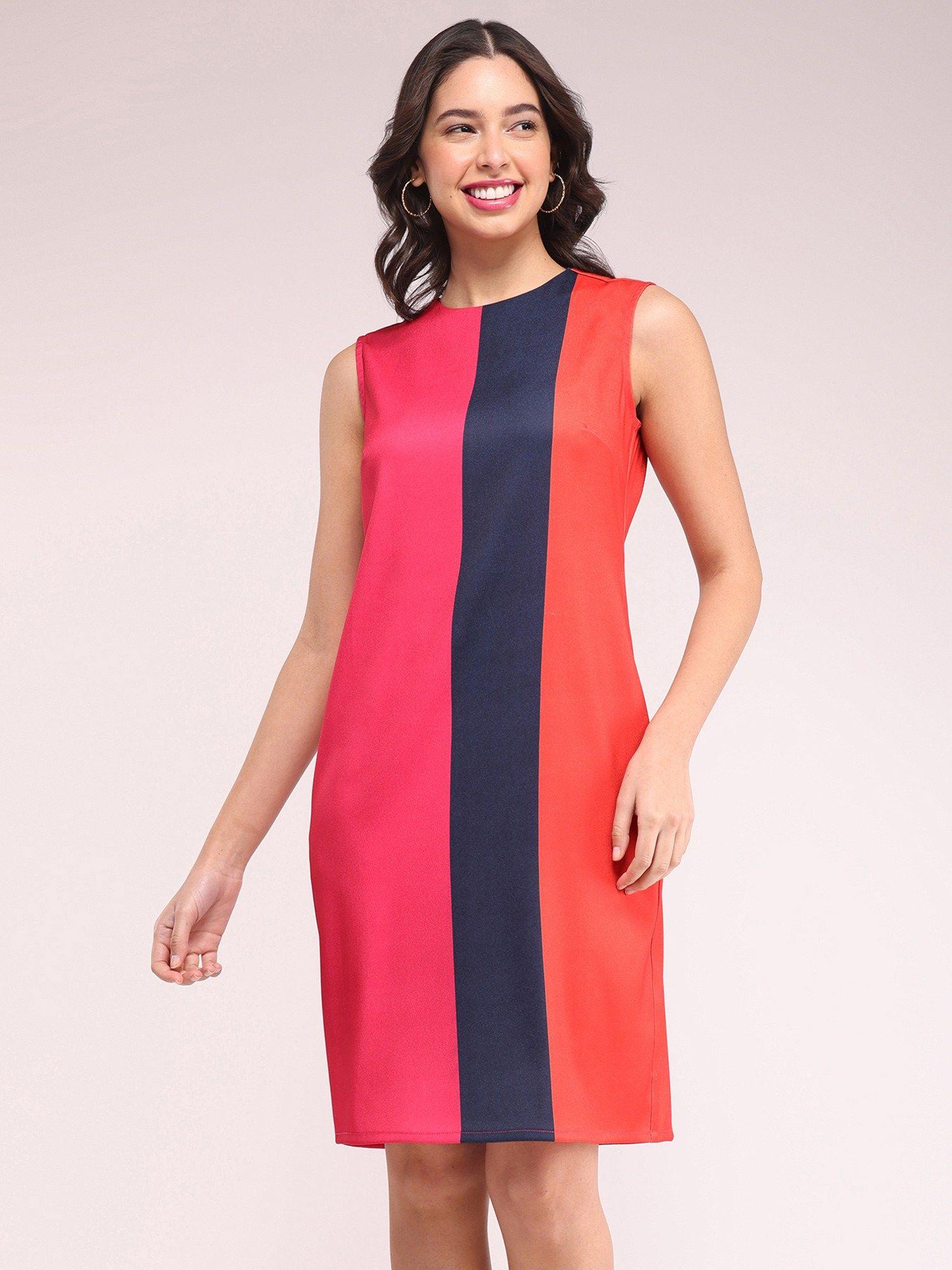 colour block shift dress - multi color
