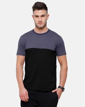 colour-block slim fit crew- neck t-shirt