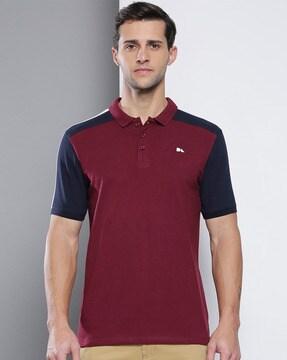colour-block slim fit polo t-shirt