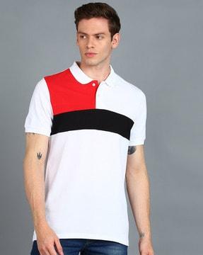 colour-block slim fit polo t-shirt