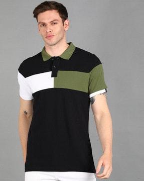 colour-block slim fit polo t-shirt