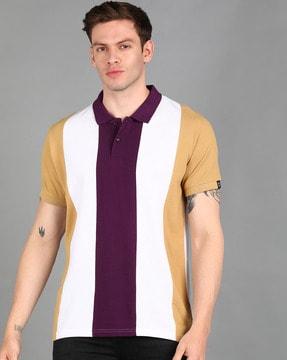 colour-block slim fit polo t-shirt