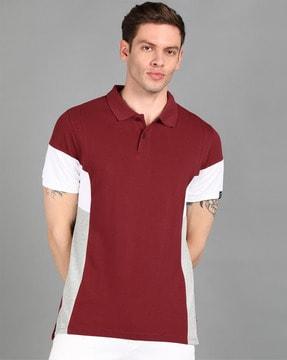 colour-block slim fit polo t-shirt