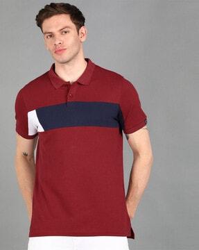 colour-block slim fit polo t-shirt