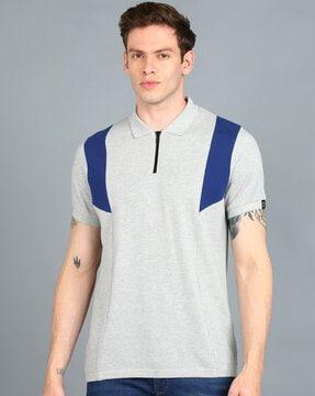 colour-block slim fit polo t-shirt