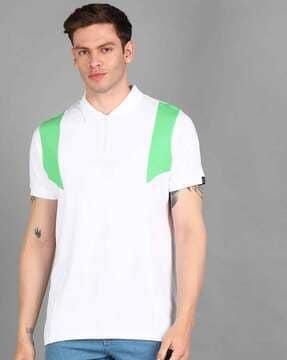 colour-block slim fit polo t-shirt