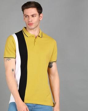 colour-block slim fit polo t-shirt