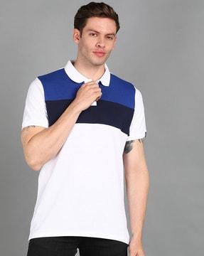 colour-block slim fit polo t-shirt