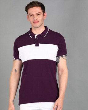 colour-block slim fit polo t-shirt