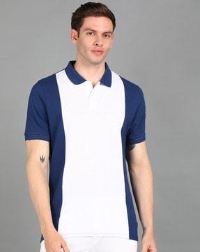 colour-block slim fit polo t-shirt