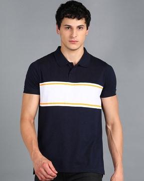 colour-block slim fit polo t-shirt