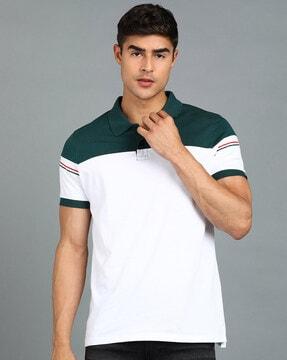 colour-block slim fit polo t-shirt