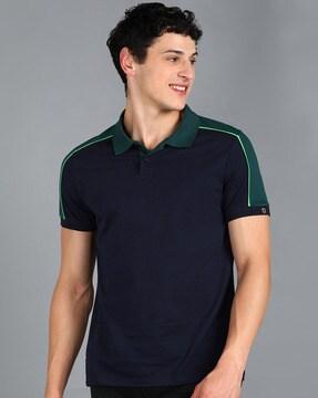 colour-block slim fit polo t-shirt