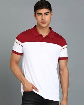 colour-block slim fit polo t-shirt