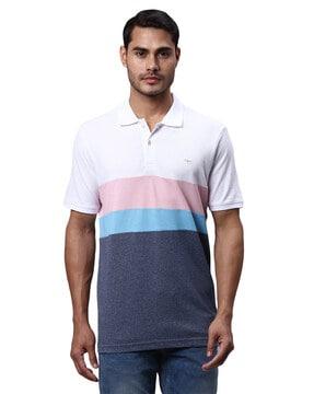 colour-block slim-fit polo t-shirt
