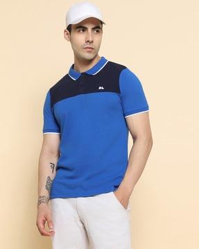 colour-block slim fit polo t-shirt