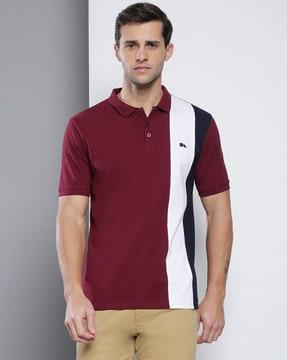 colour-block slim fit polo t-shirt