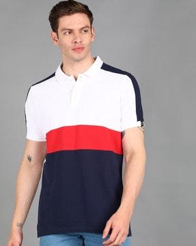 colour-block slim fit polo t-shirt