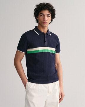 colour-block slim fit polo t-shirt