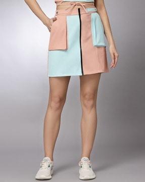 colour-block straight skirt