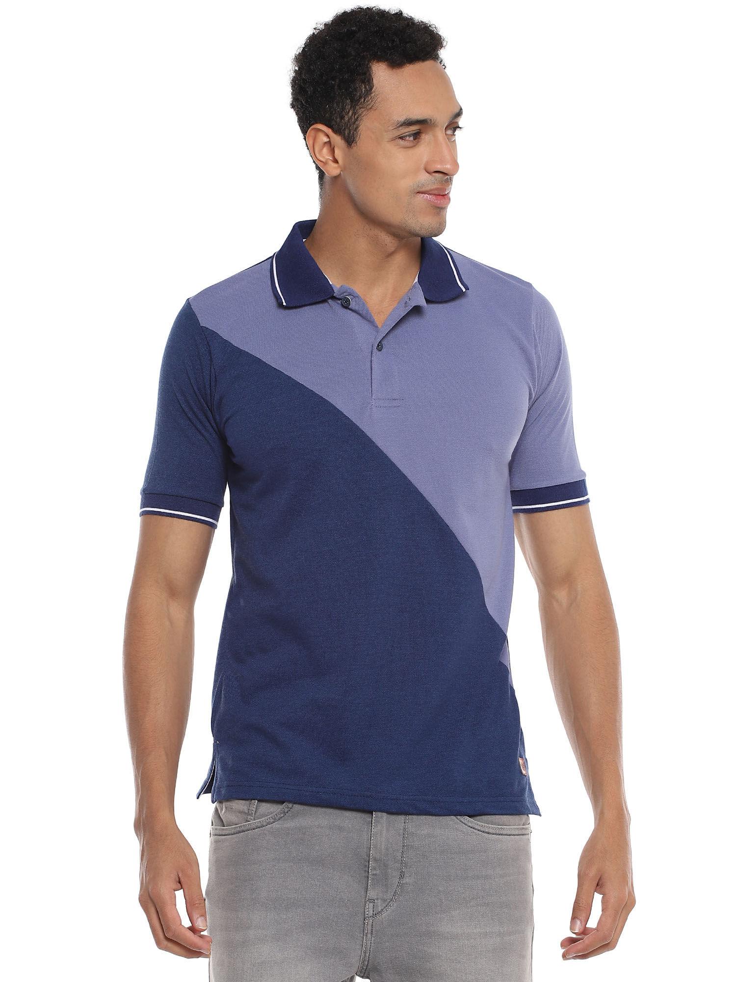 colour block stylish casual polo t-shirt