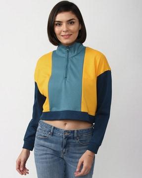 colour-block sweatshirt with full sleeves