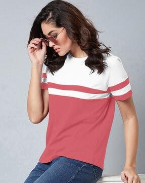 colour-block t-shirt with round neck