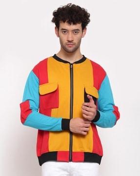 colour-block tapered bomber jacket