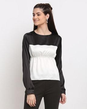 colour-block top with elasticated waist