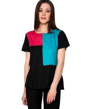 colour-block top with short sleeves