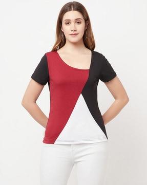 colour-block v-neck top