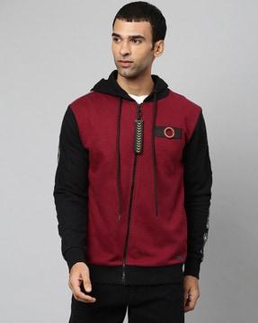 colour-block zip-front hoodie