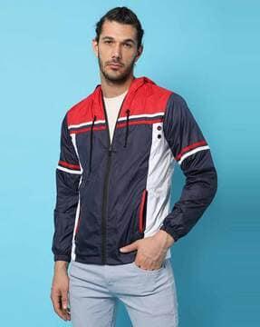 colour-block zip-front jacket