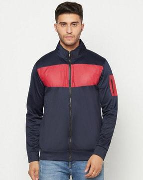 colour-block zip-front track jacket