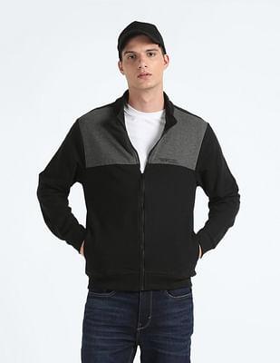 colour block zip up sweatshirt