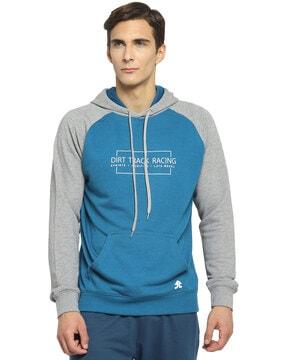 colour-blocked hooded sweatshirt