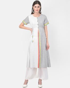 colour-blocked a-line kurta