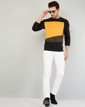 colour-blocked full-length sweatshirt
