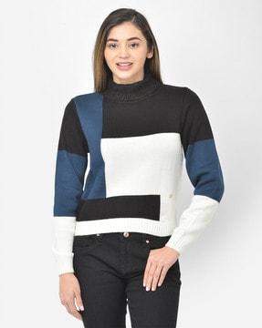 colour-blocked high-neck sweater