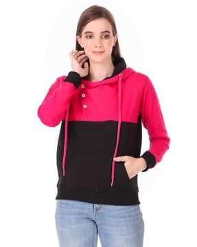 colour-blocked hooded sweatshirt