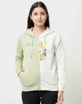 colour-blocked hoodie with zip front